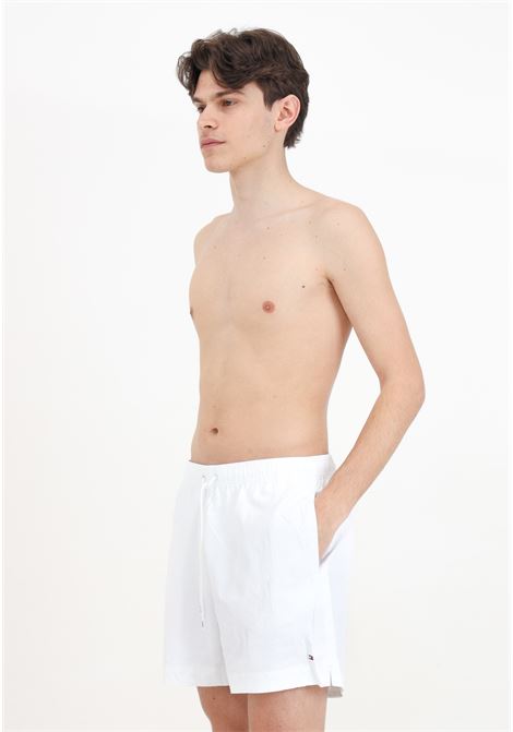 White men's swim shorts with small logo TOMMY HILFIGER | UM0UM03280YCF
